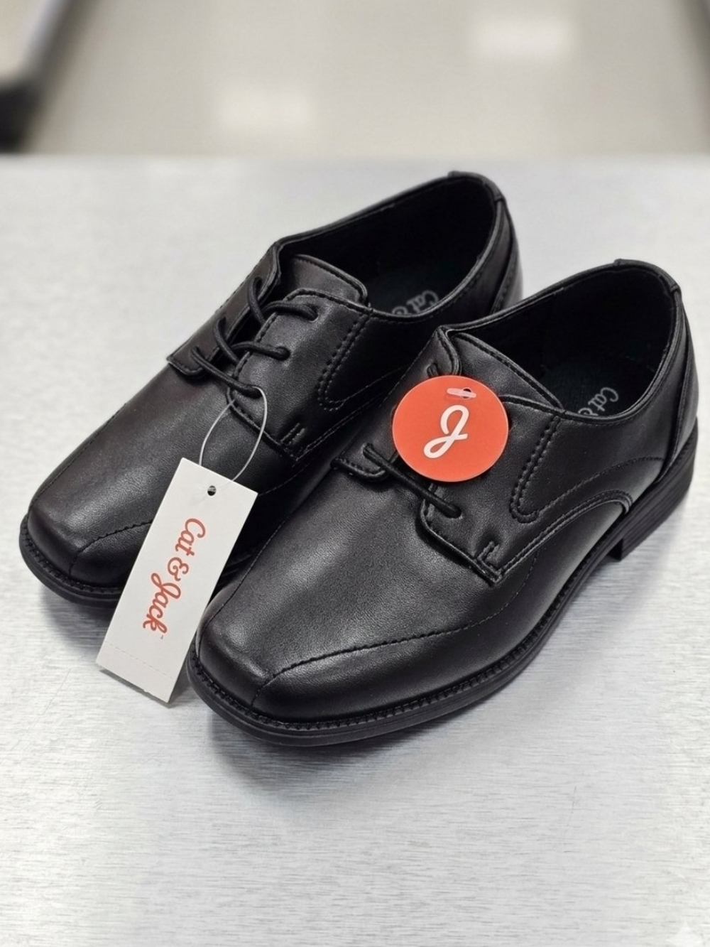 New Cat & Jack Boys Black Lace-Up Oxford Dress Shoes (Size 11)